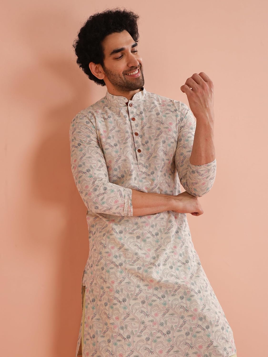 KISAH Men's Kurta Set - Printed Cotton Blend - Traditional Indian Ethnic Wear for Men - Ideal for Weddings and Festivals