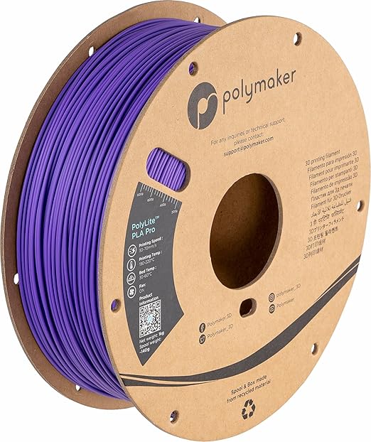 Polymaker PLA PRO Filament 1.75mm 1kg, Tough & High Rigidity Purple 3D Printing Filament, PolyLite PLA PRO 3D Printer Filament 1.75mm, Print with Most 3D Printers