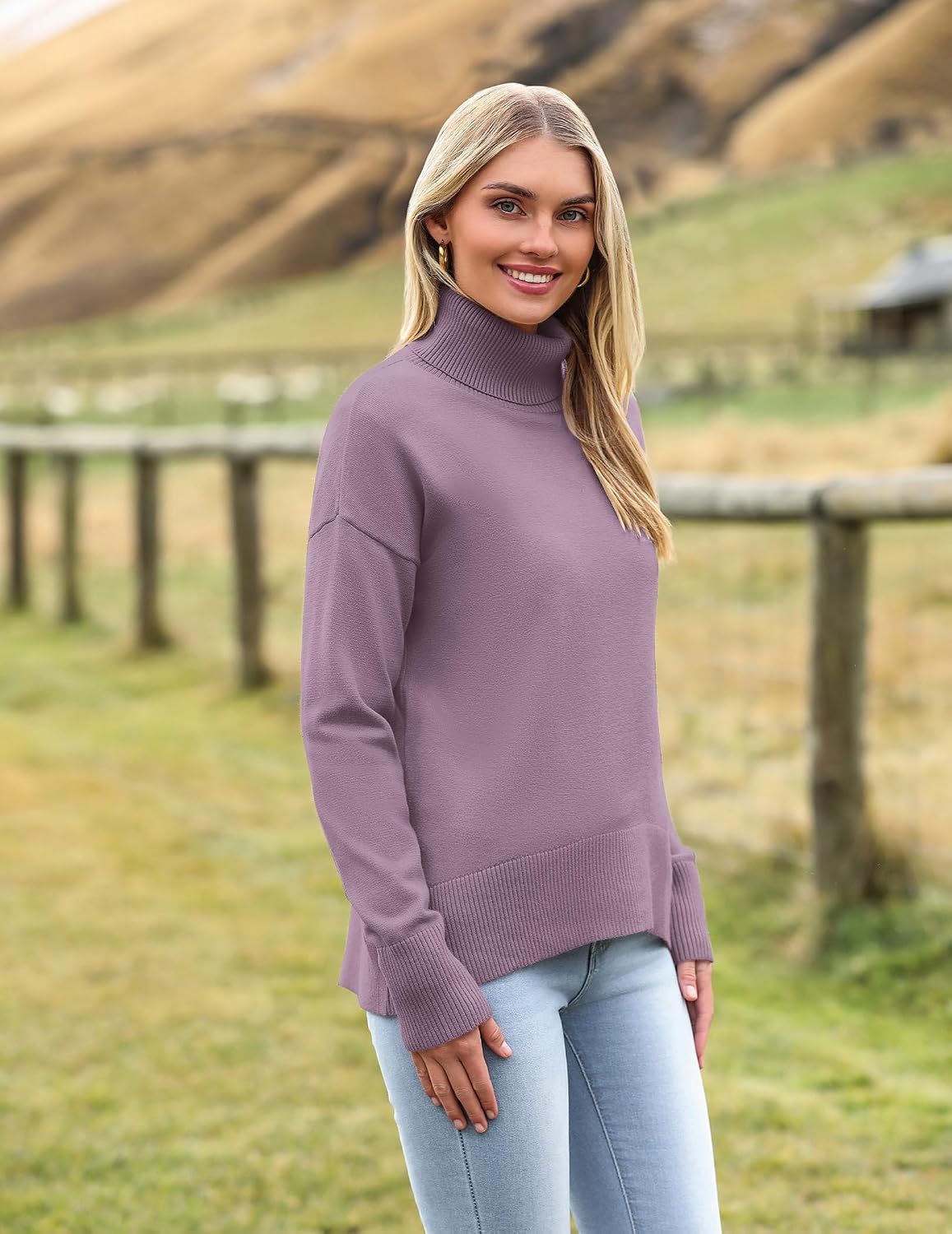Zeagoo Women's Turtleneck Sweater 2026 Fall Winter Chunky Knitted Pullover High Low Hem Trendy Basic Jumper Top .