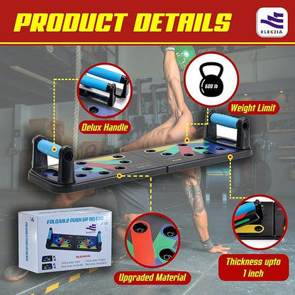 Push Up Board  Pushup Fitness Stand  Foldable Push Up Board for Men  Women  9-in-1 Multifunctional Exercise Board  Strength Training Home Workout System  Perfect Pushup board
