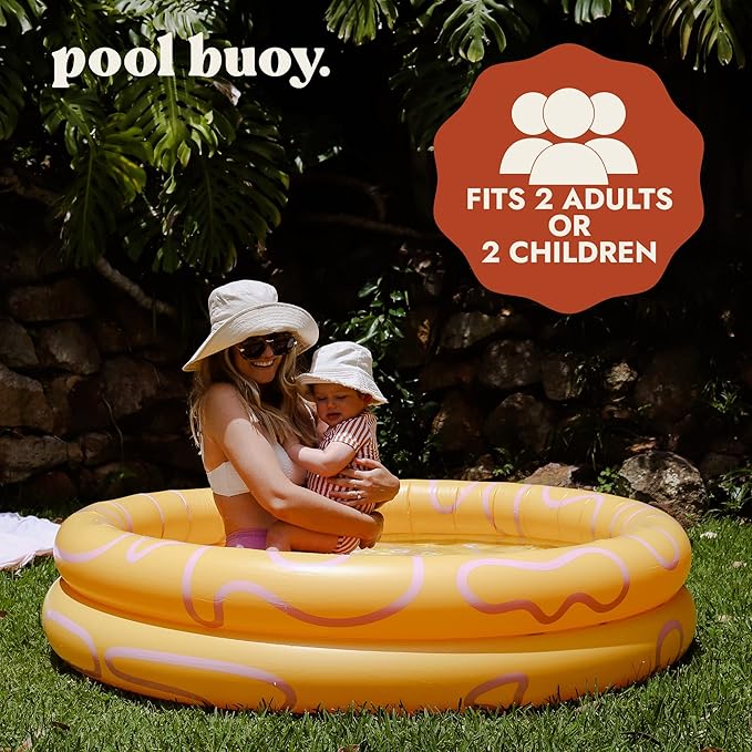 Pool Buoy Round Inflatable Pool with Storage Bag - Premium Outdoor Swimming Pool for Kids, Toddlers, Infants and Adults - Garden and Backyard Pools for Family Summer Pool Party (Golden Glenys)