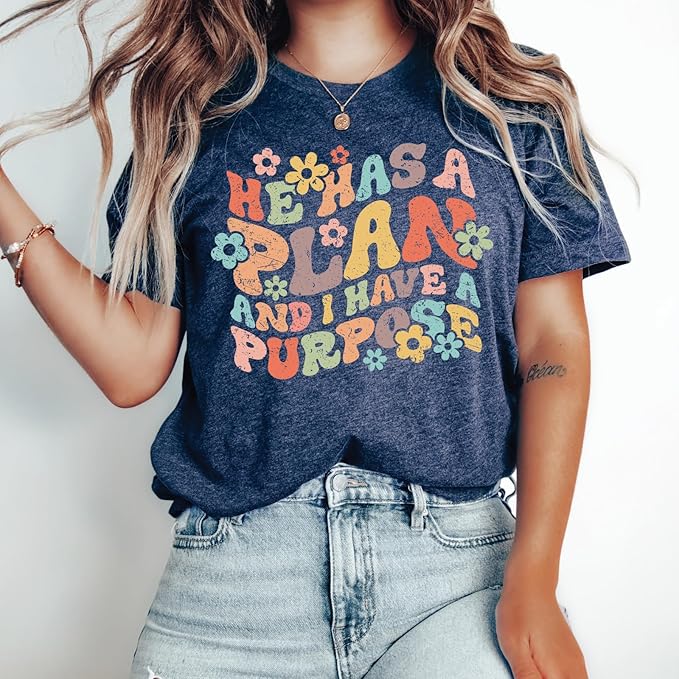 Love in Faith | He Has a Plan | Christian T-Shirts for Women | Faith-Based Apparel | Christian Gifts
