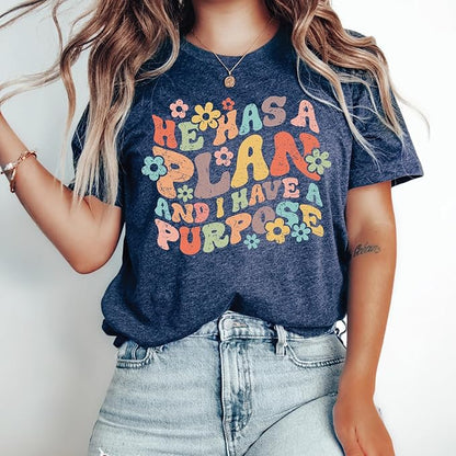 Love in Faith | He Has a Plan | Christian T-Shirts for Women | Faith-Based Apparel | Christian Gifts