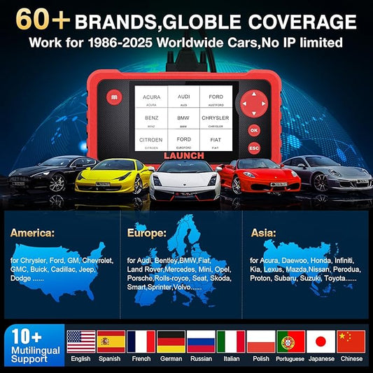 LAUNCH CRP123 V2.0 Elite OBD2 Scanner-2025 New Model EngineABSSRSTransmission Diagnostic Scan Tool SRS Airbag Code Reader,3 Reset Oil ServiceThrottle RelearnSAS Reset,Free Update