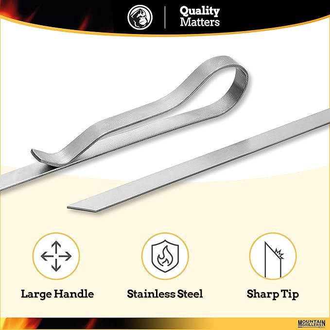 MOUNTAIN GRILLERS 17” Stainless Steel BBQ Grilling Kabob Skewers with Non Stick BBQ Grill Mat - Pack