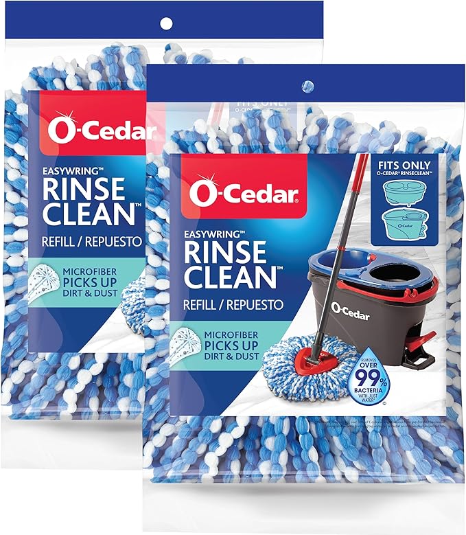O-Cedar RinseClean Spin Mop Microfiber Refill, 1 CT (Pack of 2)