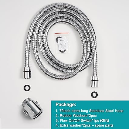 Shower Hose Replacement,79 Inches Extra Long Stainless Steel Handheld Shower Head Hose Attachment with G12 Universal Brass Insert  Nut,Durable Flexible  Anti-twist for Bidet Sprayer,Chrome