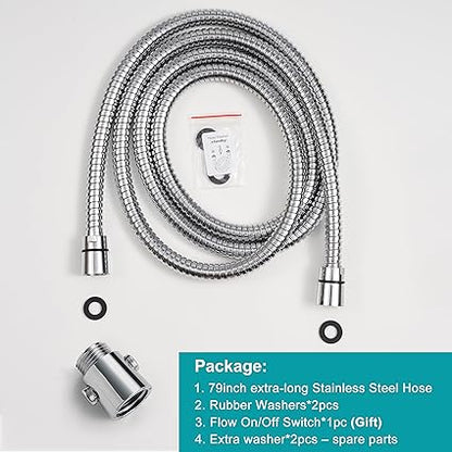 Shower Hose Replacement,79 Inches Extra Long Stainless Steel Handheld Shower Head Hose Attachment with G12 Universal Brass Insert  Nut,Durable Flexible  Anti-twist for Bidet Sprayer,Chrome