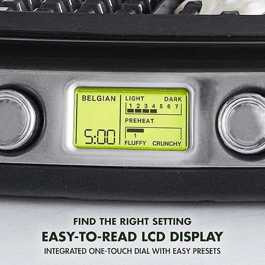 GreenPan Elite 4-Square Belgian & Classic Waffle Iron, Healthy Ceramic Nonstick Aluminum Dishwasher Safe Plates, Adjustable Shade/Crunch Control, Wont Overflow, Easy Cleanup Breakfast, PFAS-Free,Black
