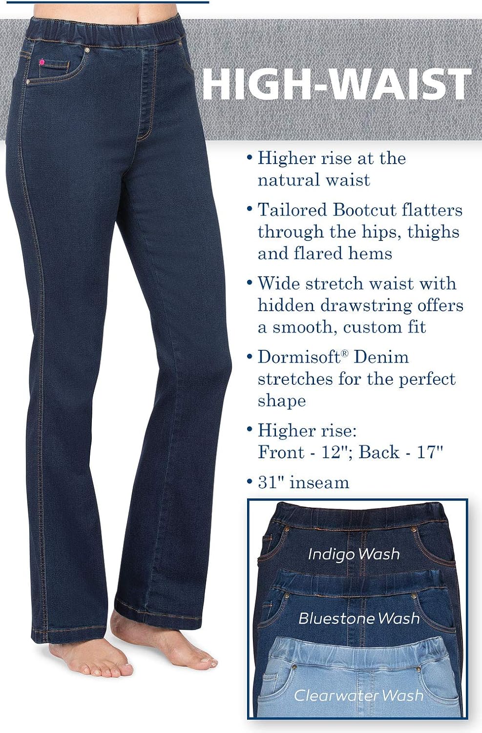PajamaJeans Women's High Waist Palazzo Curvy Jeans