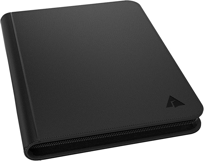 Rayvol Premium 1000 Pockets Card Binder, 16-Pocket Ringless Trading Card Album Folder - Side Loading UltraSonic-161024 Tech Zip Binder for TCG -Black