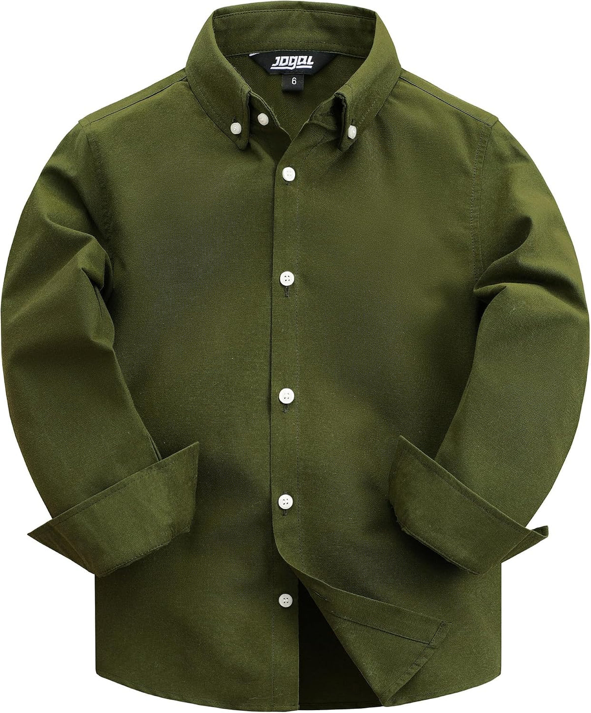 JOGAL Boys Long Sleeve Dress Shirts Oxford Solid Button Down Shirts for 6-14 Years