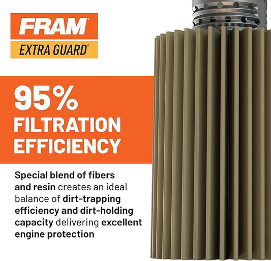 FRAM Extra Guard PH8A, 10K Mile Change Automotive Replacement Interval Spin-On Engine Oil Filter for Select Vehicle Models