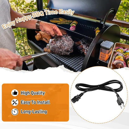 KIT0257 Power Cord Replacement Part Compatible with Traeger Ironwood 650 & 885, Pro Series 575 & 780, Timberline 1300 & 850 (Gen 2 only) Wood Pellet Grill Smokers, 6 Feet