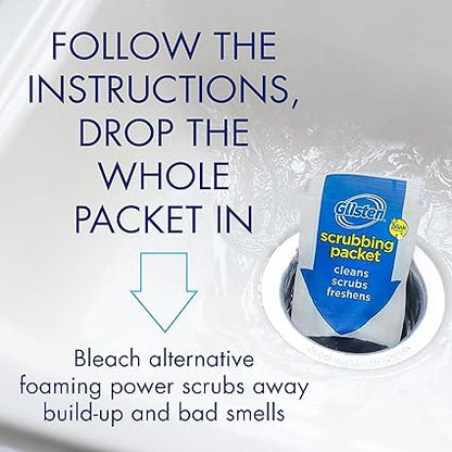 Glisten Garbage Disposer Cleaner and Freshener, Sink Disposal Odor Eliminator with Foaming Action, Lemon Scent, 4 Packets