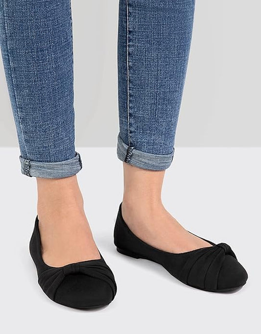 MaxMuxun Women's Flats Shoes Faux Suede Round Toe Ballet Dressy Flats Comfortable Slip On Walking Shoes
