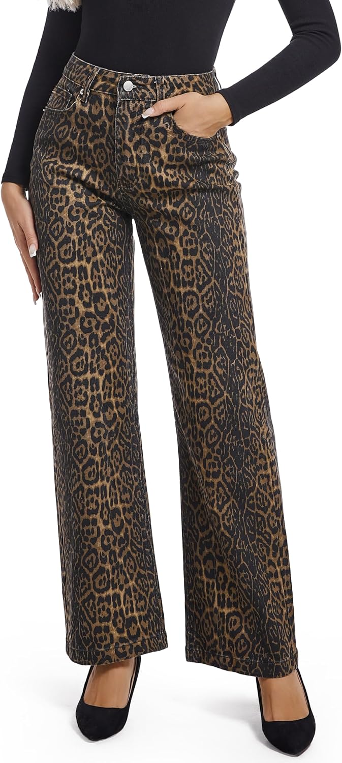 ETTELO Women's Jeans Straight Leg Casual High Waisted Stretch Trendy Black Pull On Jeans for Women