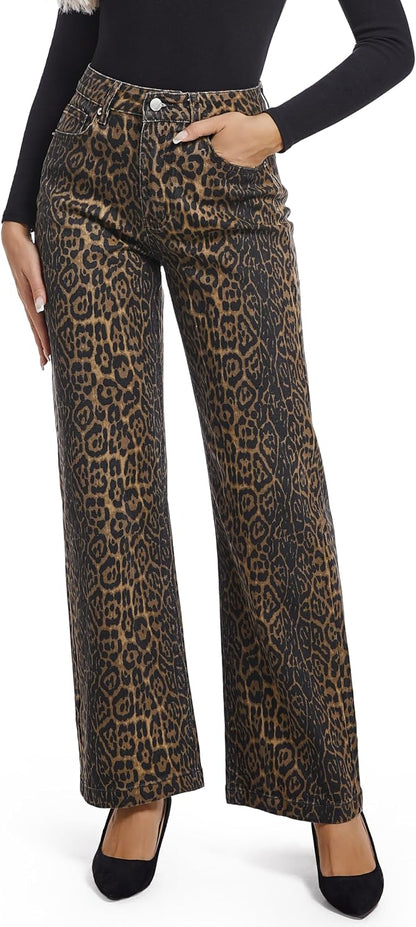 ETTELO Women's Jeans Straight Leg Casual High Waisted Stretch Trendy Black Pull On Jeans for Women