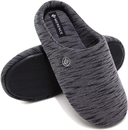 Merence Unisex Men's Women's Memory Foam Slippers Comfort Cotton-blend Closed Toe House Shoes Indoor Scuff