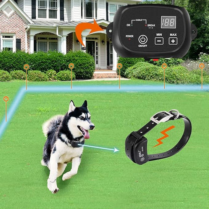 Electric Dog Fence, Wired Pet Containment System, Aboveground/Underground Installation, 650 Ft Wire, IP66 Waterproof Rechargeable Collar, Shock/Tone Correction, 1 Collar
