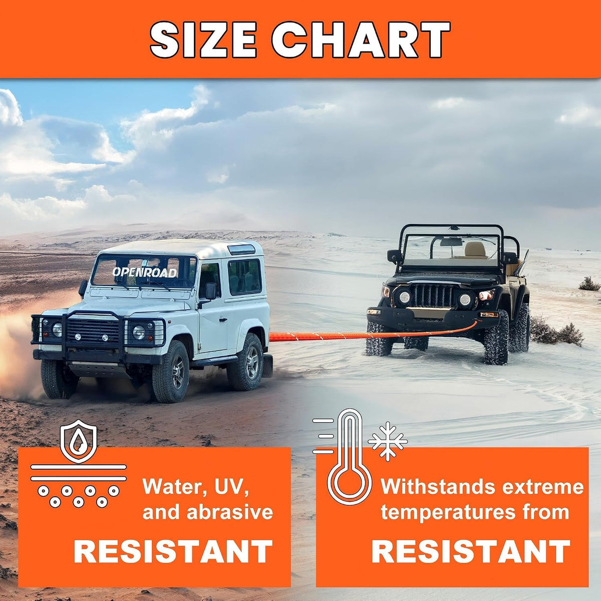 Kinetic Recovery Tow Rope, 36000 Lbs (1in x 30ft Orange with Soft Shackle) Extreme Duty 35% Elasticity Energy Offroad Snatch Strap, Vehicle Recovery Kit for Jeep Car Truck ATV UTV SUV