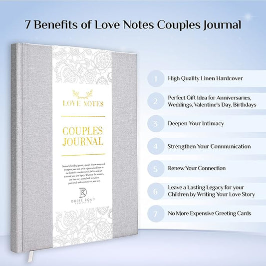 Love Notes Couples Journal For Him and Her  Linen Hardcover Book To Fill Out Together Memories of Us Anniversary The Marriage Our Story Wedding Journal, Gray, DR-