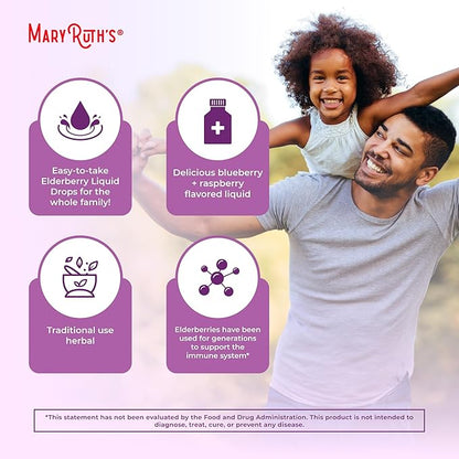 MaryRuth Organics Elderberry Syrup  USDA Organic  Sugar Free Immune Support Supplement for Adults  Kids, Ages 1  Vegan, Non-GMO, Immune Boosters, Clean Label Project Verified  1 Fl Oz