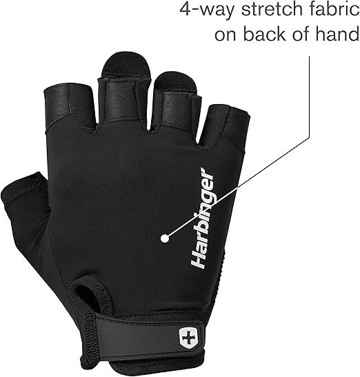 Harbinger Pro Gloves 2.0 for Weightlifting, Training, Fitness, and Gym Workouts - Unisex Black X-Large