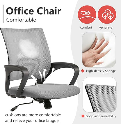 PayLessHere Ergonomic Office Computer Chair, Adjustable, Comfortable, Mid-Back, Swivel, with Lumbar Support for Home Office (Pack of 1, Grey)