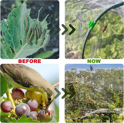 8x24 Ft Garden Netting, Pest Barrier Bird Ultra Fine Mesh Netting with 16 Clips for Garden Raised Beds Garden Plants Net Protection Vegetable Fruit Flowers Outdoor Greenhouse Row Cover