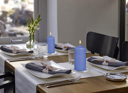 BOLSIUS 3 Blue Pillar Candles - 2.25 x 4.75 Inches - Premium European Quality - Individually Wrapped - 33 Hours Burn Time Dripless Smokeless Unscented Dinner, Wedding, Party, & Restaurant Candles
