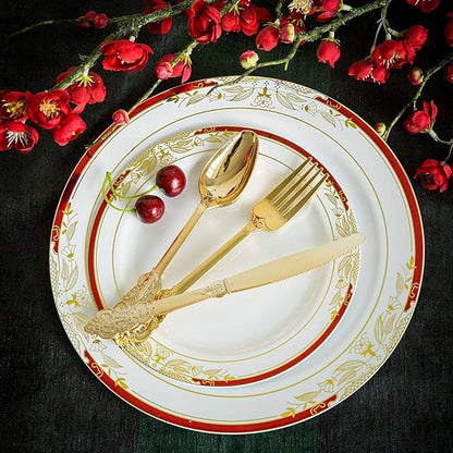 Efavormart 24 Pack  8" Metallic Gold Baroque Disposable Cutlery Plastic Forks for Wedding Party Banquet Events Candy Buffet