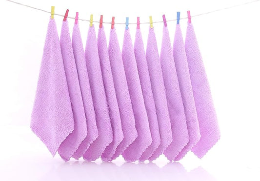 12 Pack Baby Washcloths - Extra Absorbent and Soft Wash Clothes for Newborns, Infants and Toddlers - Suitable for Baby Skin and New Born - Microfiber Coral Fleece 12x12 Inches, Violet Purple