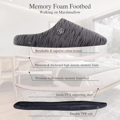 Merence Unisex Men's Women's Memory Foam Slippers Comfort Cotton-blend Closed Toe House Shoes Indoor Scuff