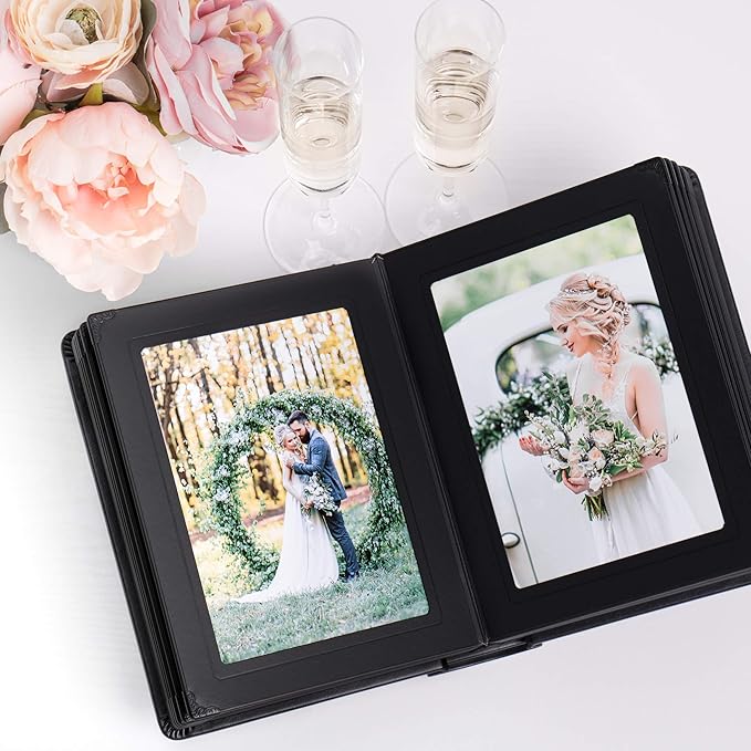 Professional Leatherette Bound Photo Album for Weddings and Special Occasions (5x7 (15 Page), BlackBlack)