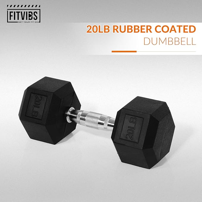 Hex Dumbbells Rubber Coated Hand Weights for Exercises and Fitness, Multiple Sizes