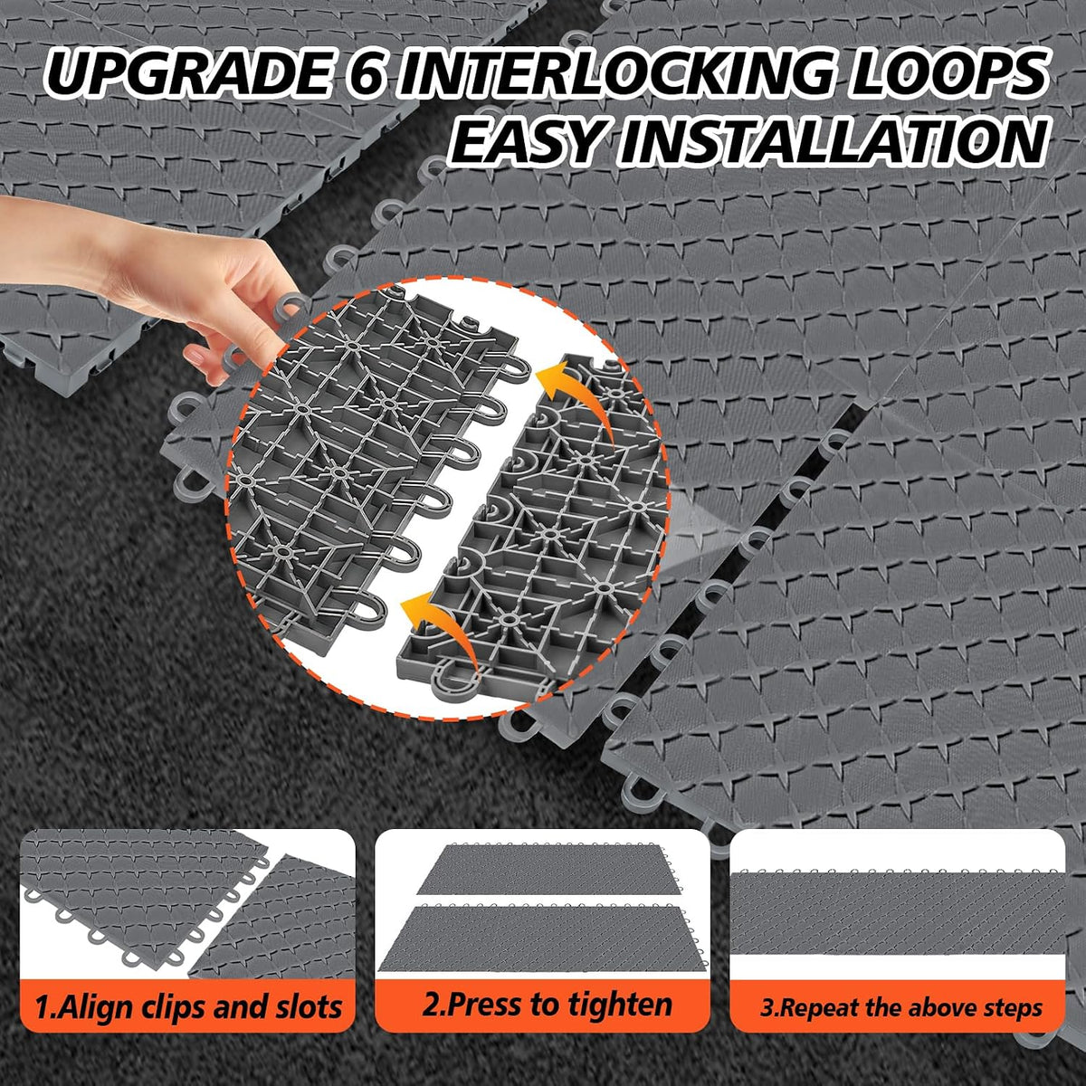 Heavy Duty PVC Interlocking Garage Floor Tiles - 60 Pack, 12"x12" (Covers 60 sq.ft) | Non-Slip Diamond Plate | Grey for Basement, Gym, Garage & Warehouse