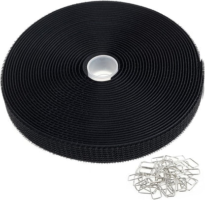 Hook and Loop Straps, Adjustable Nylon Fastening Cable Straps, Freely Cuttable Securing Cord Ties with 50Pcs Metal Buckles, Strong Load Bearing Heavy Duty Adhesive Tape Firm Bonding for DIY