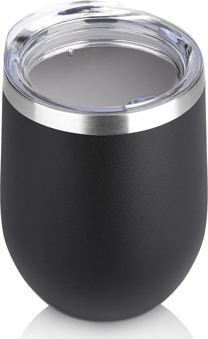 DOMICARE 12 oz Stainless Steel Insulated Wine Tumbler with Lid