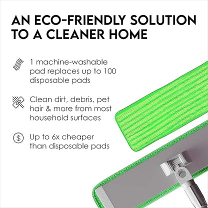 Microfiber Mop Pads 4 Pack - Reusable Washable Cloth Mop Head Replacements Best Thick Spray Wet Dust Dry Flat Velcro Attachment 18" Inch - Cleaning Refill Fits Bona, Bruce, Rubbermaid, Libman + More