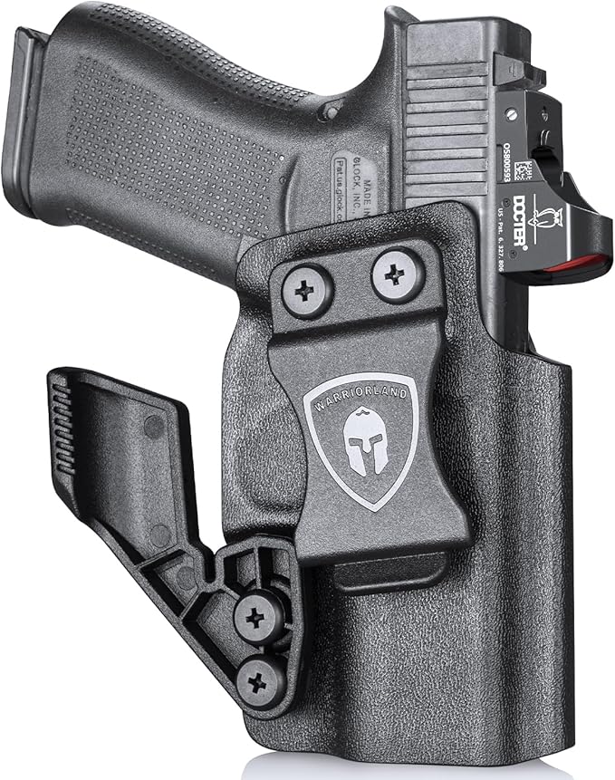 WARRIORLAND IWB Kydex Holster wClaw  Optics Cut Compatible with Glock 43  G43X  G43X MOS Pistol, Inside Waistband Concealed Carry Holster, Adj. Retention  Cant, Right Hand