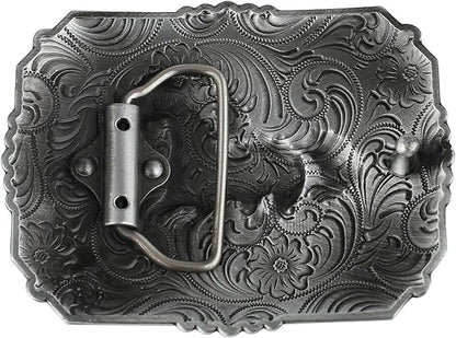 Prayer Cross  Horse Western Belt Buckle for Men, Zinc Alloy 3D Religious Cowboy Design, Antique Finish for Jeans Boots