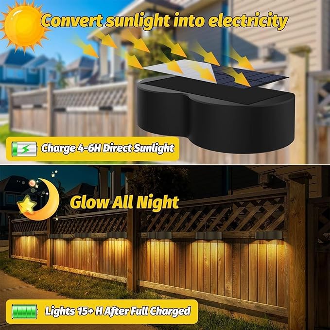 Solar Post Cap Lights Solar Fence Lights, Solar Lights Outdoor Garden Solar Lights Waterproof