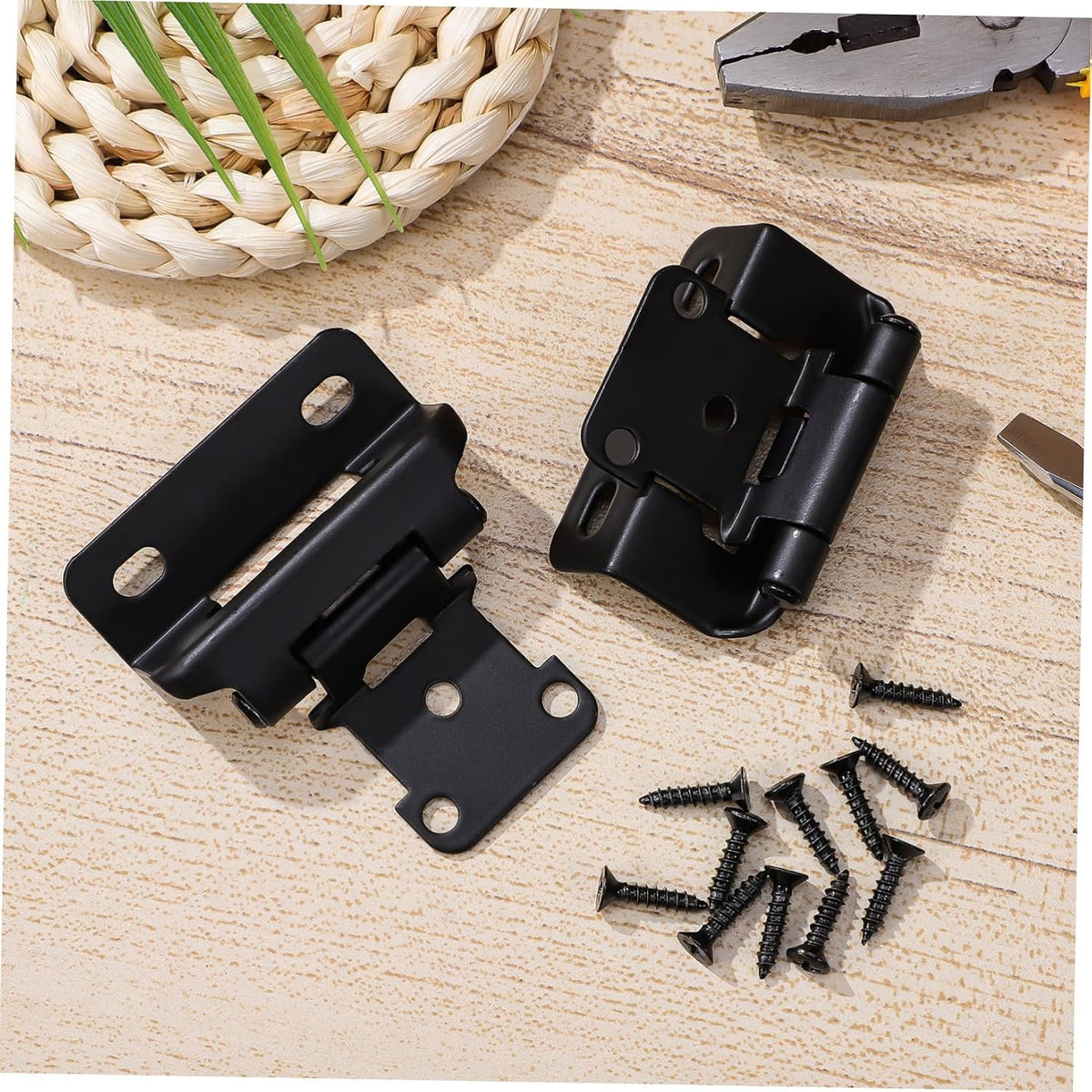 Mipcase 4sets Overlay Soft Close Cabinet Hinges Semi-Concealed Door Hinges for Easy Installation Cold-Rolled for Kitchen and Furniture Applications
