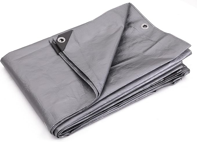 Kotap 8 x 20 Ft. Heavy-Duty Protection/Coverage Tarp, Superior Weave for Greater Longevity, 10-mil Multi-Use, Waterproof, TRS-0820, Silver (1-Pack)