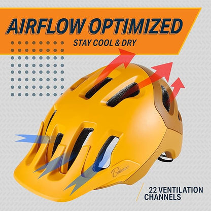 Bikeroo Bicycle helmet for adults for men and women, bicycle helmet for mountain biking, road cycling, electric bicycle, commuter cycling, scooter, visor of