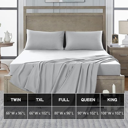 FreshCulture King Flat Sheet - Hotel Quality King Flat Sheet Only - Brushed Microfiber Top Sheet - Ultra Soft  Breathable - Wrinkle-Free - Easy Care - Single Flat Sheet (King, Light Grey)