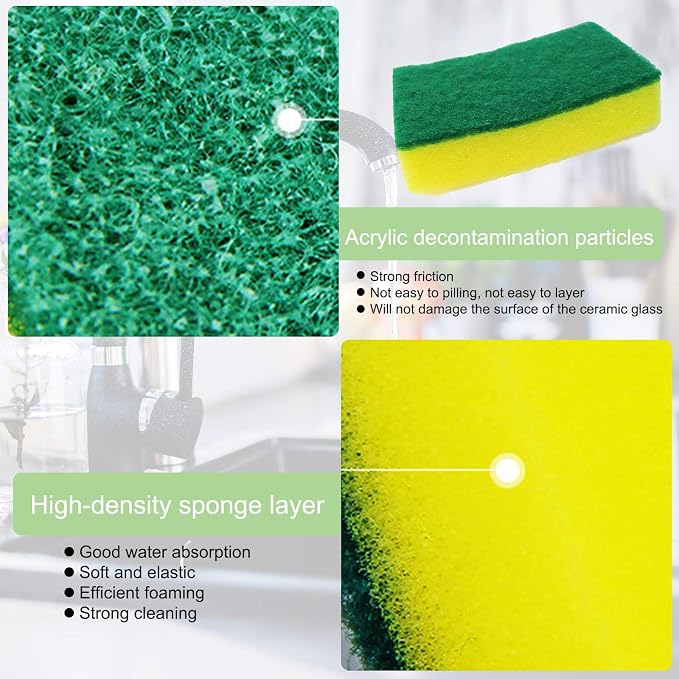 23 Pack Sponge Individually Wrapped, Non Scratch Scrouing Sponges for Household Cleaning, Dishes, Kitchen, Apartment, Car, Bike