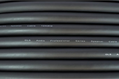 GLS Audio 500 feet Bulk Professional Speaker Cable 12AWG Black - Patch Cord 12 Gauge Wire - Pro 500' Spool Roll 12G 2 Conductor Bulk - Speaker Wire