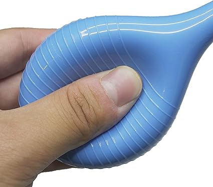 Rubber Suction Ear Syringe,60ml Hand Bulb Syringe Ear Washing Squeeze Bulb- Blue Smooth